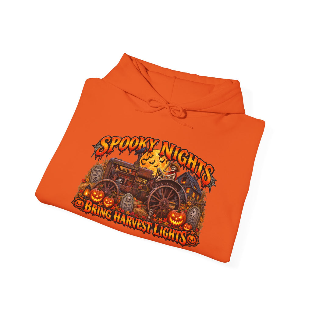 Spooky Nights Bring Harvest Lights Hoodie | Halloween Pumpkin Wagon Sweatshirt
