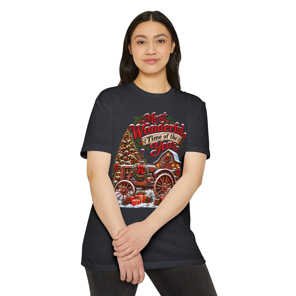 Most Wonderful Time of the Year Christmas T-Shirt | Vintage Holiday Wagon Design