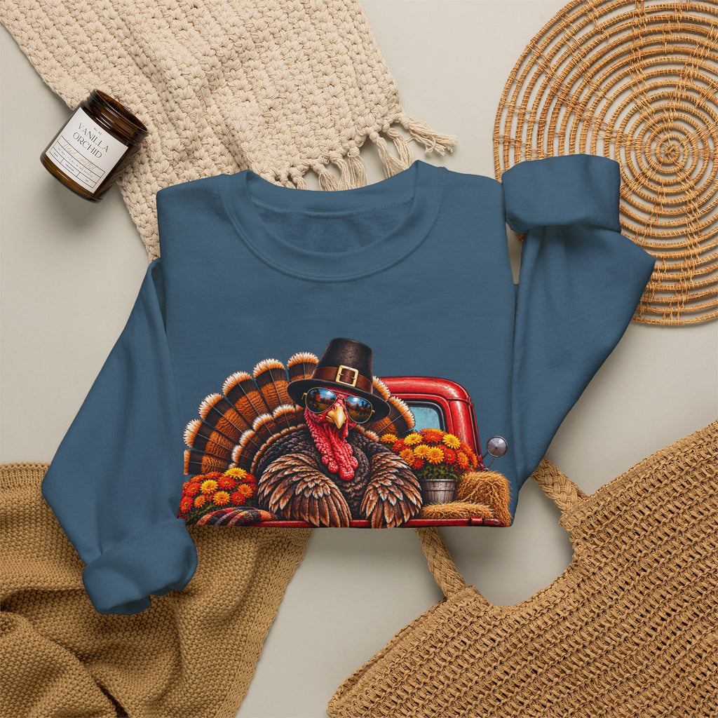 Happy Thanksgiving Turkey Sweatshirt — Fall Pumpkin Harvest Crewneck