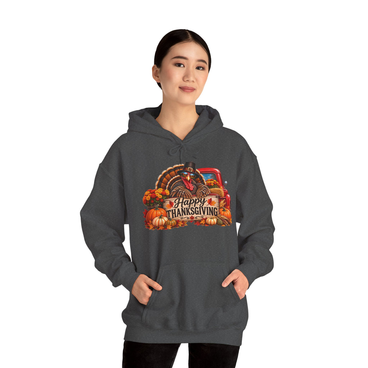 Thanksgiving Vintage Truck Hoodie – Happy Thanksgiving Fall Harvest Sweatshirt