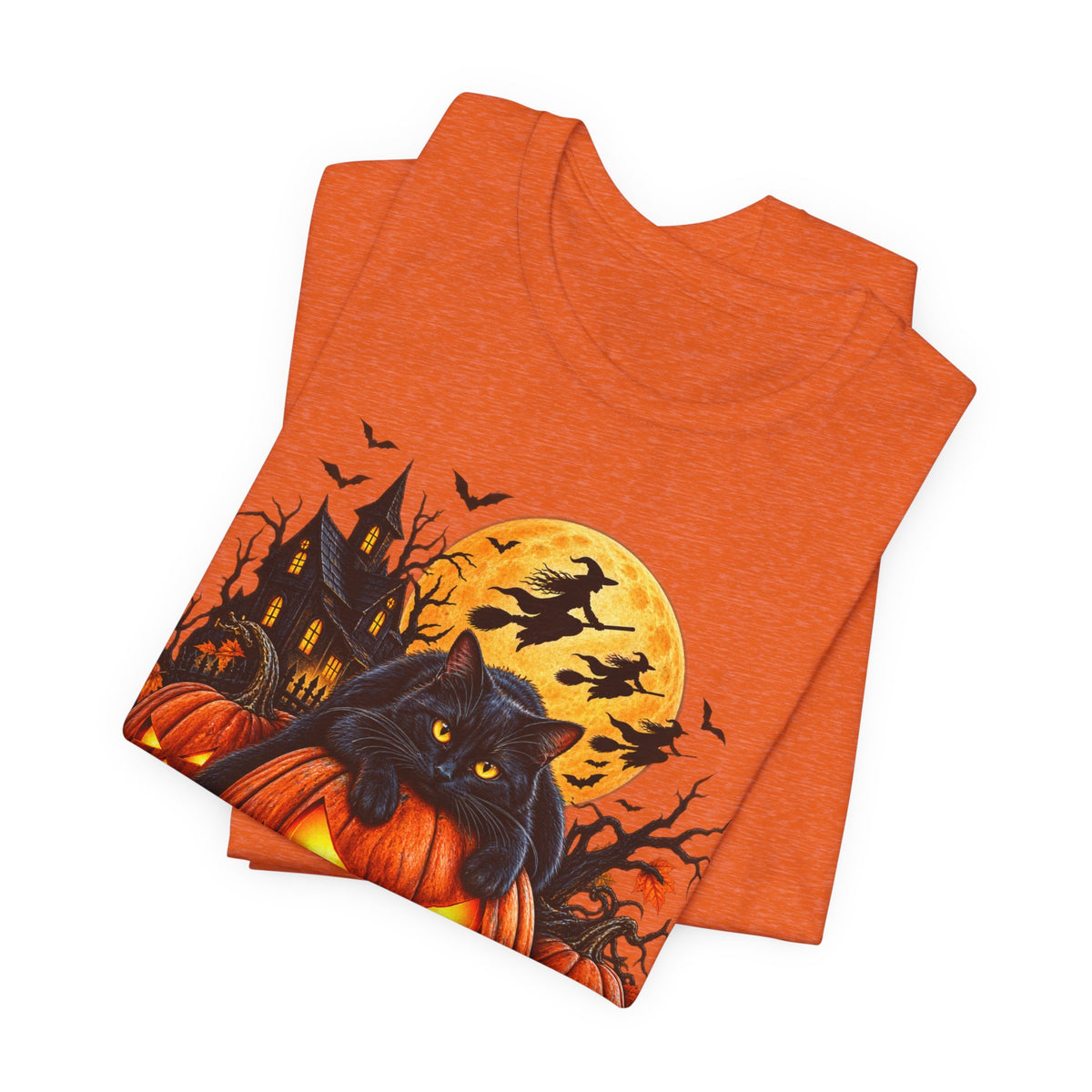 Trick or Treat Jack-O'-Lanterns Pumpkin Cat T-Shirt | Halloween Tee, Spooky Haunted Moon