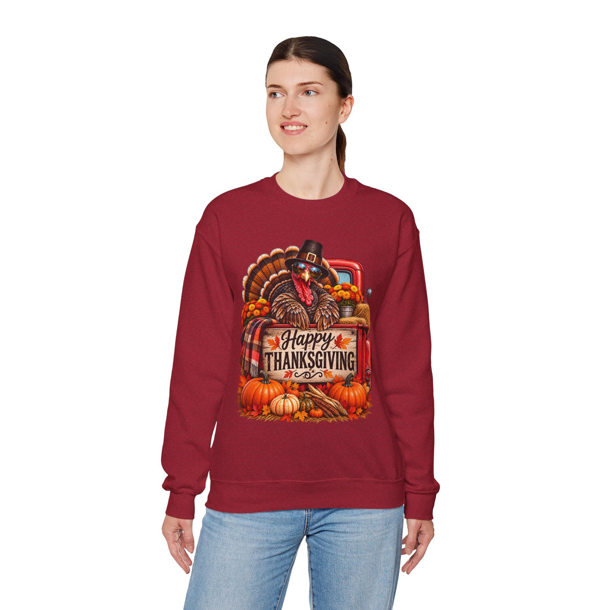 Happy Thanksgiving Turkey Sweatshirt — Fall Pumpkin Harvest Crewneck