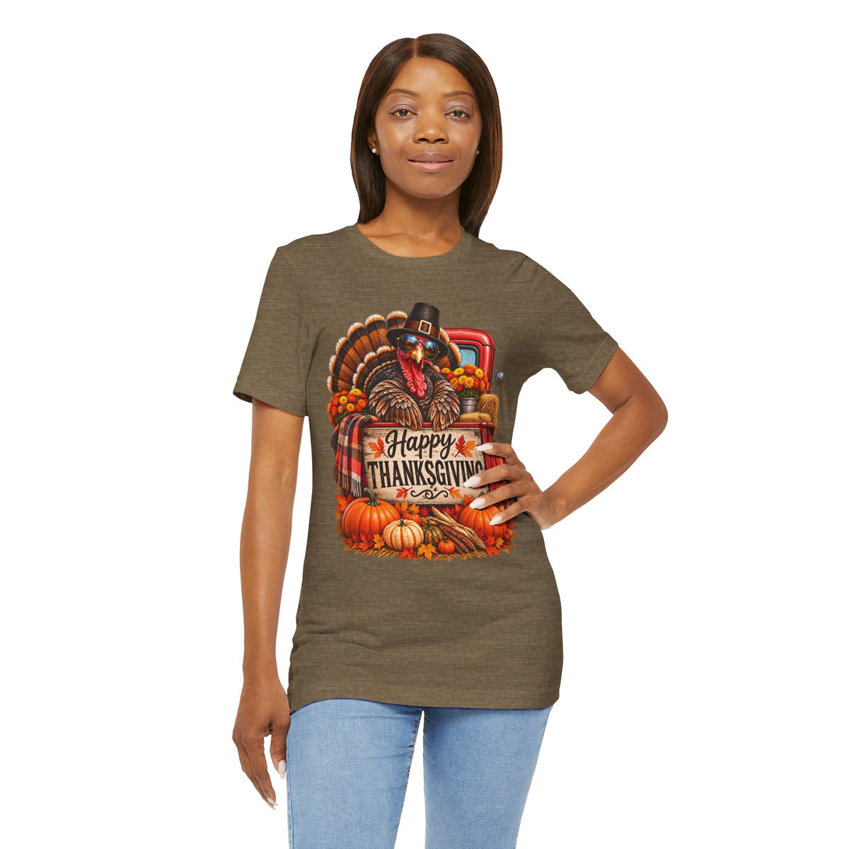 Thanksgiving Turkey T-Shirt – "Happy Thanksgiving" Fall Harvest Tee