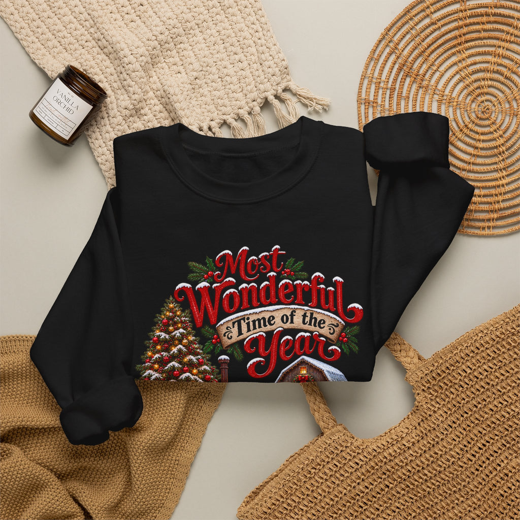 Most Wonderful Time of the Year Sweatshirt | Christmas Vintage Wagon Tree Design