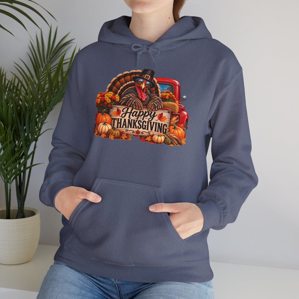 Thanksgiving Vintage Truck Hoodie – Happy Thanksgiving Fall Harvest Sweatshirt