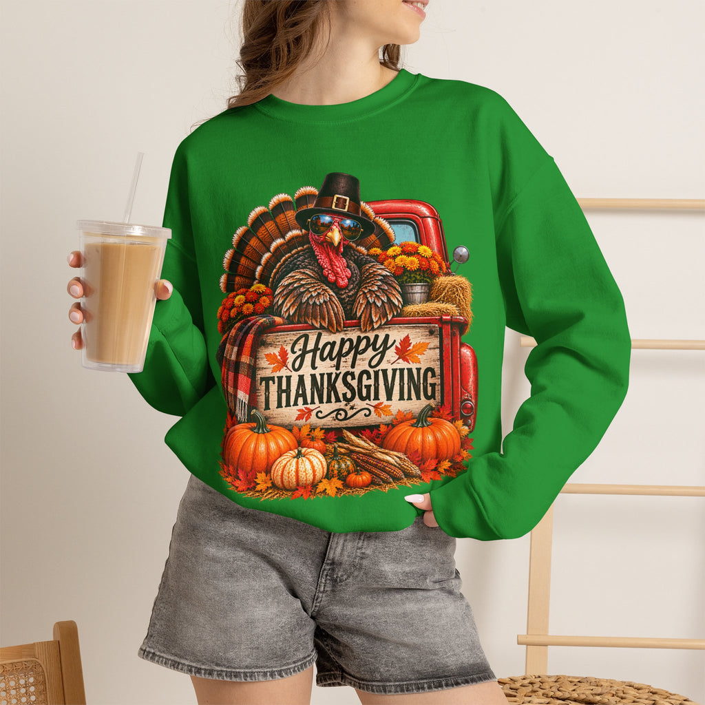 Happy Thanksgiving Turkey Sweatshirt — Fall Pumpkin Harvest Crewneck