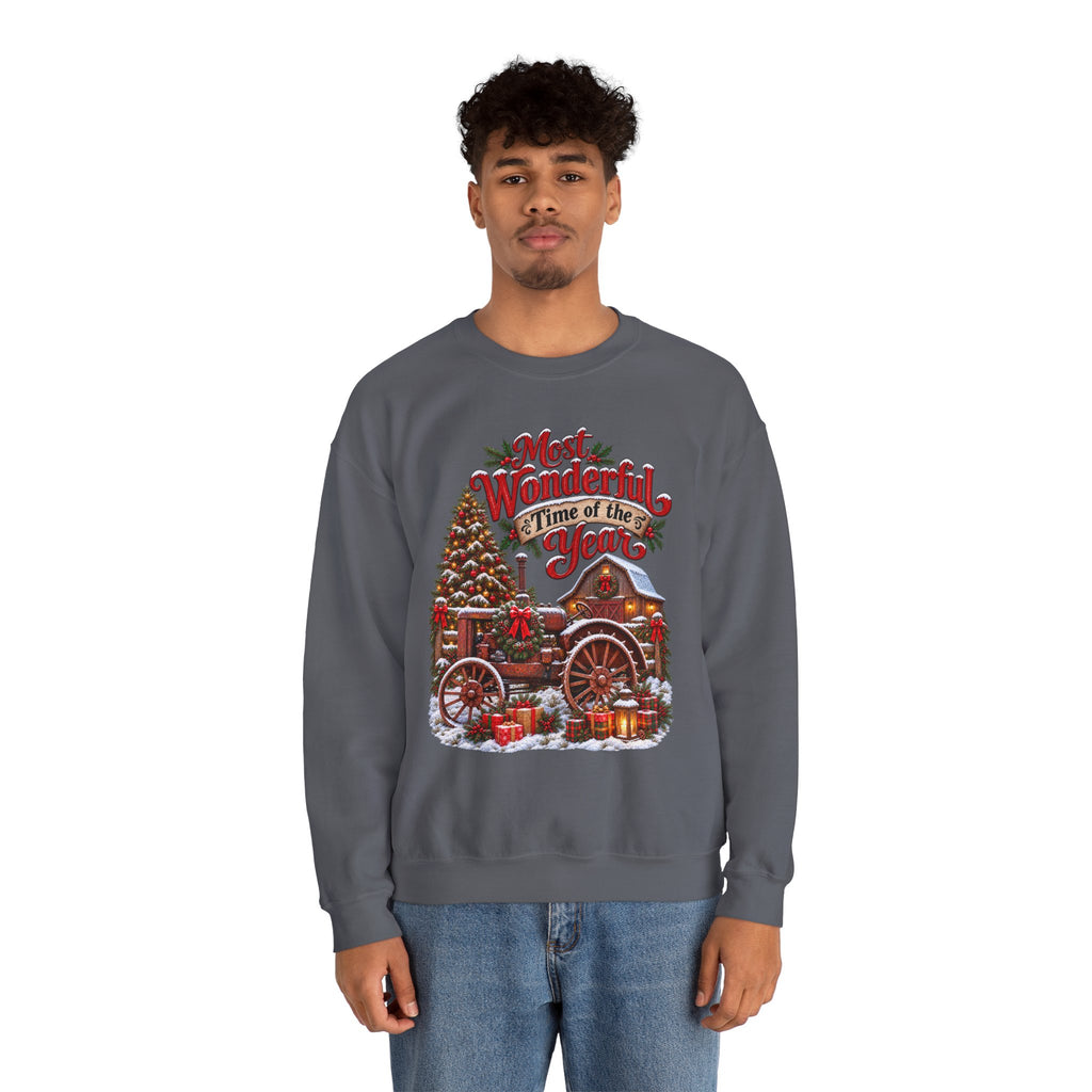 Most Wonderful Time of the Year Sweatshirt | Christmas Vintage Wagon Tree Design