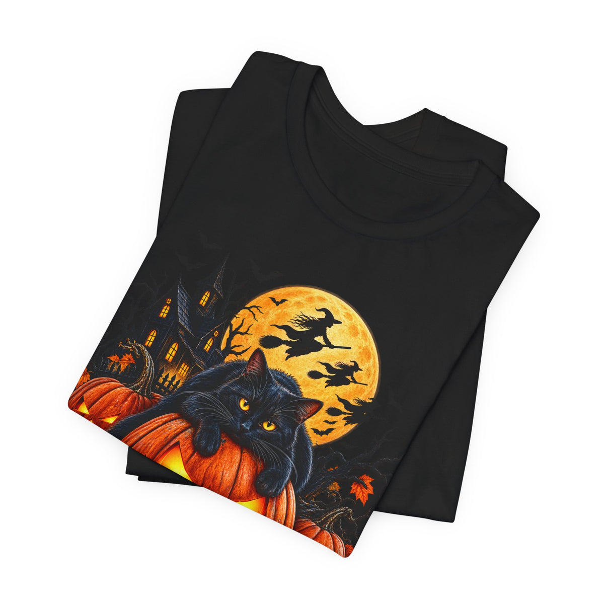Trick or Treat Jack-O'-Lanterns Pumpkin Cat T-Shirt | Halloween Tee, Spooky Haunted Moon