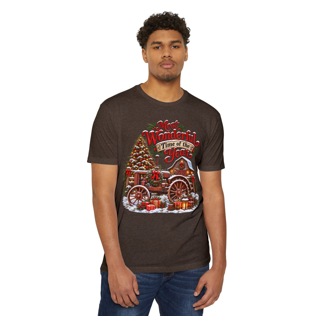 Most Wonderful Time of the Year Christmas T-Shirt | Vintage Holiday Wagon Design