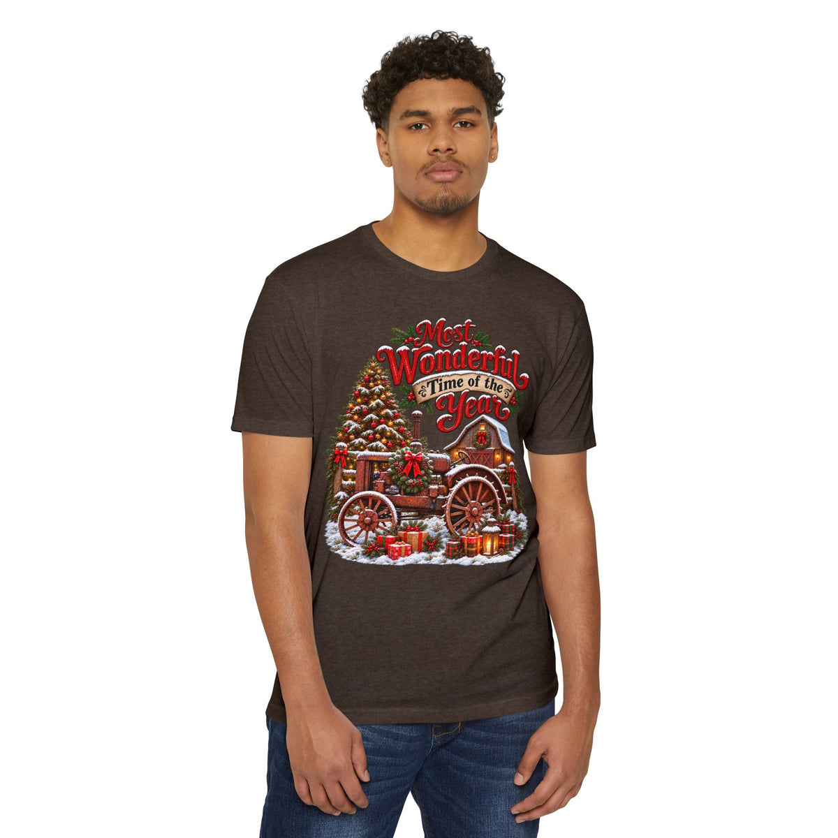 Most Wonderful Time of the Year Christmas T-Shirt | Vintage Holiday Wagon Design