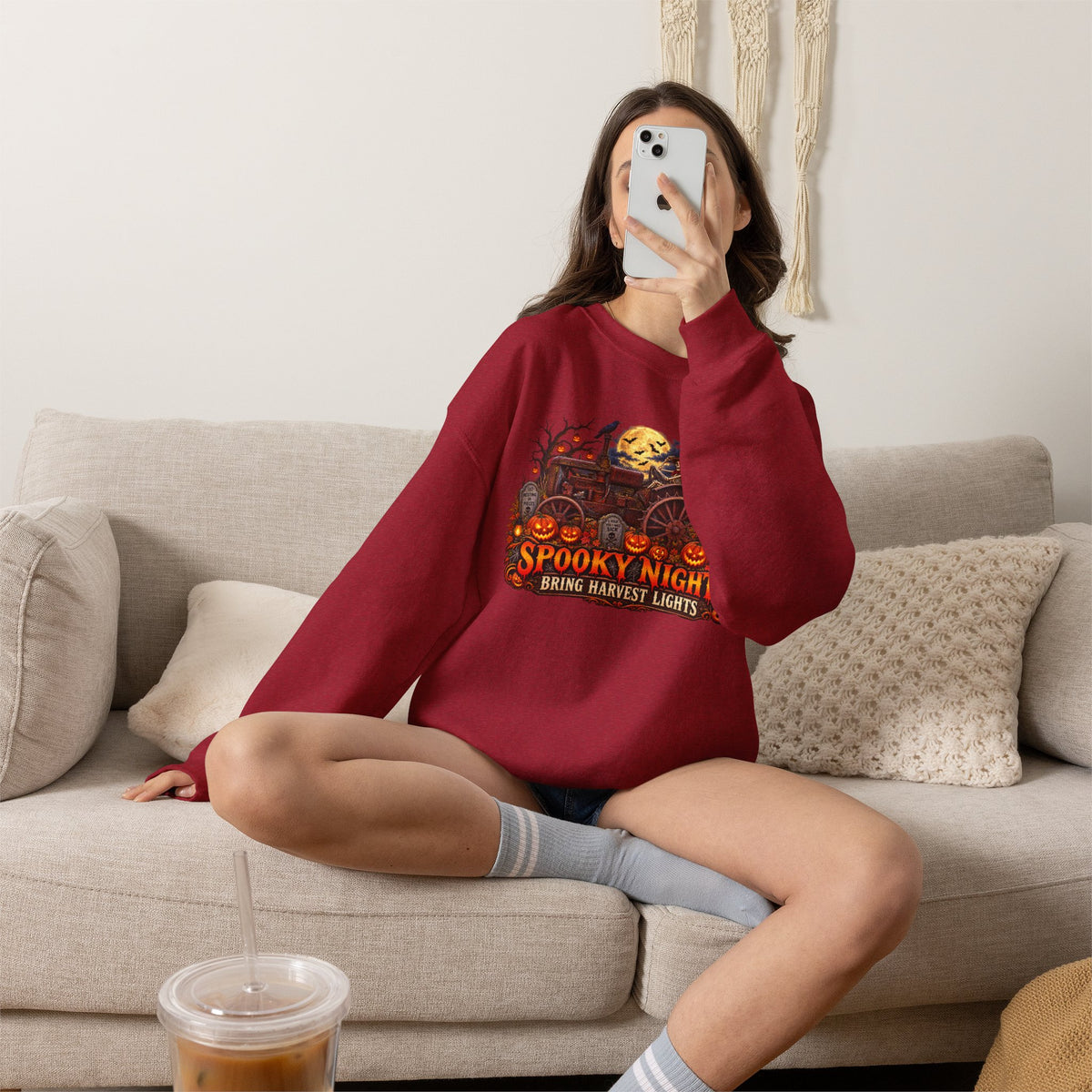 Spooky Nights Harvest Lights sweatshirt | Halloween pumpkin moon crewneck