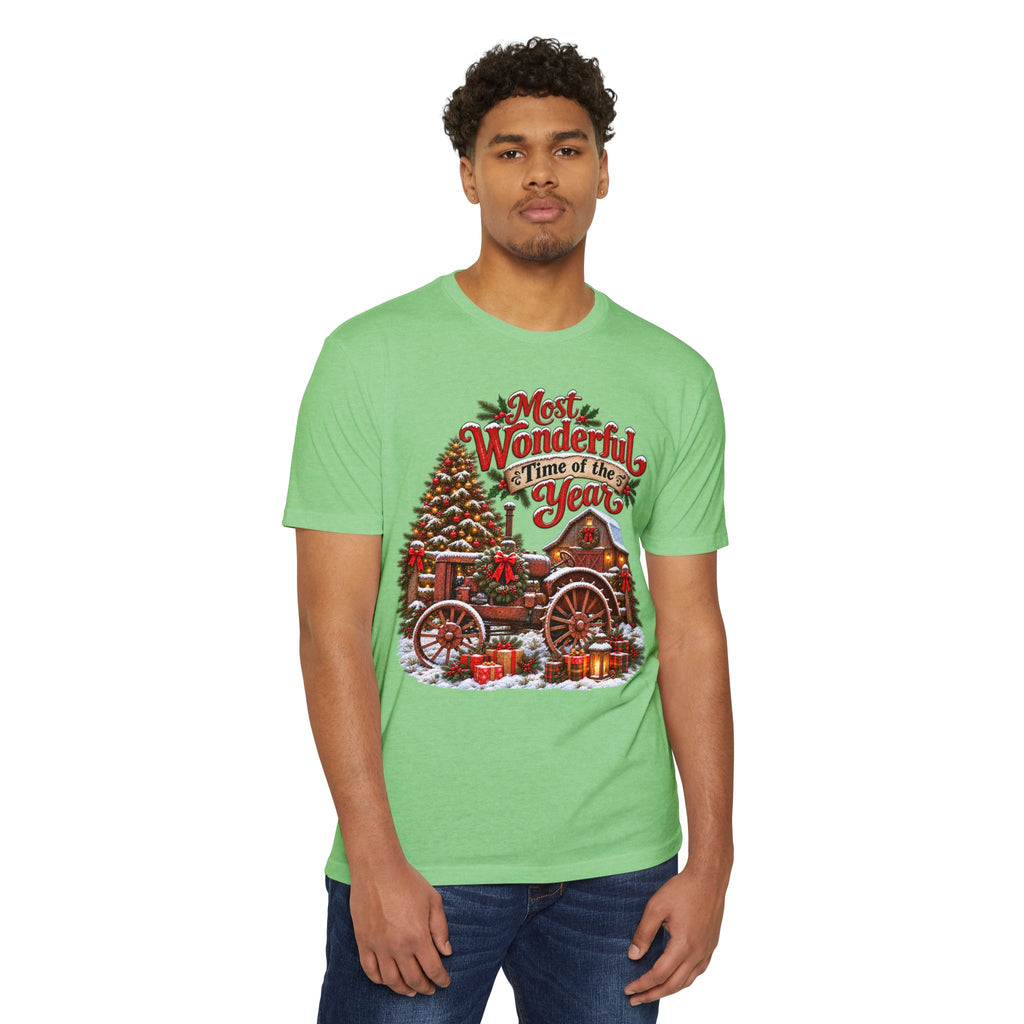 Most Wonderful Time of the Year Christmas T-Shirt | Vintage Holiday Wagon Design