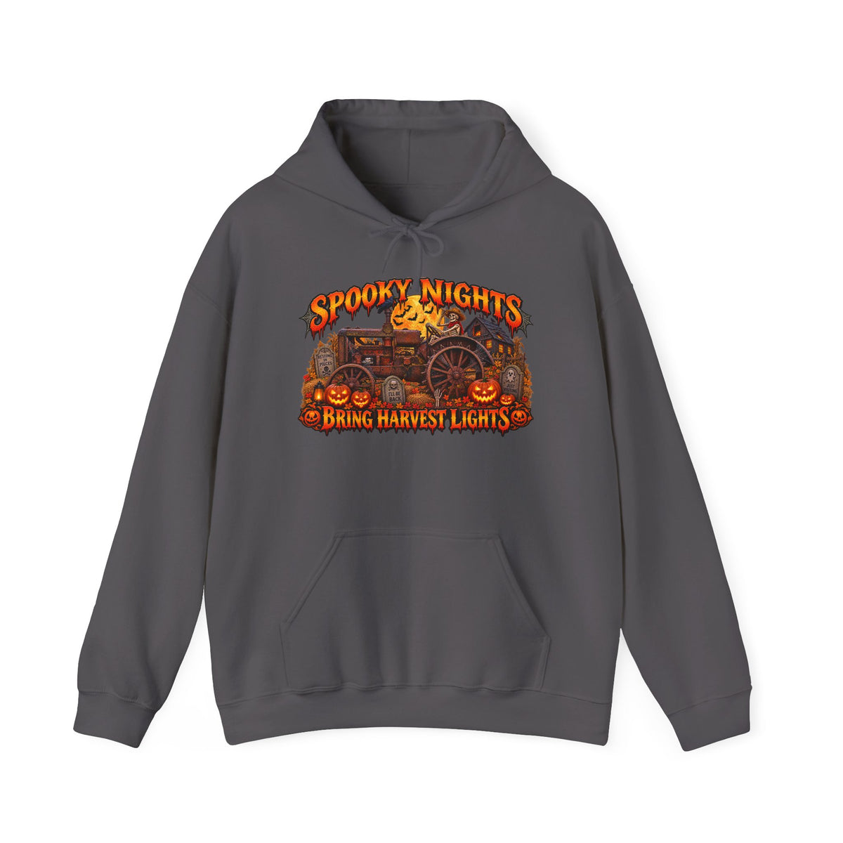 Spooky Nights Bring Harvest Lights Hoodie | Halloween Pumpkin Wagon Sweatshirt