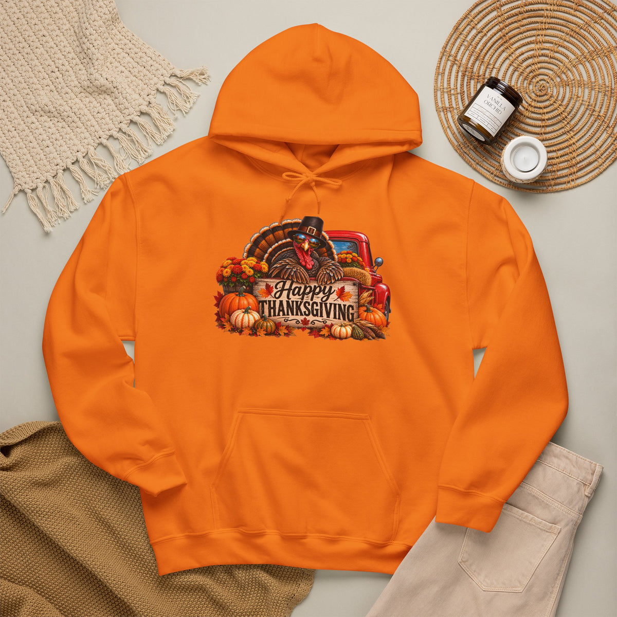 Thanksgiving Vintage Truck Hoodie – Happy Thanksgiving Fall Harvest Sweatshirt