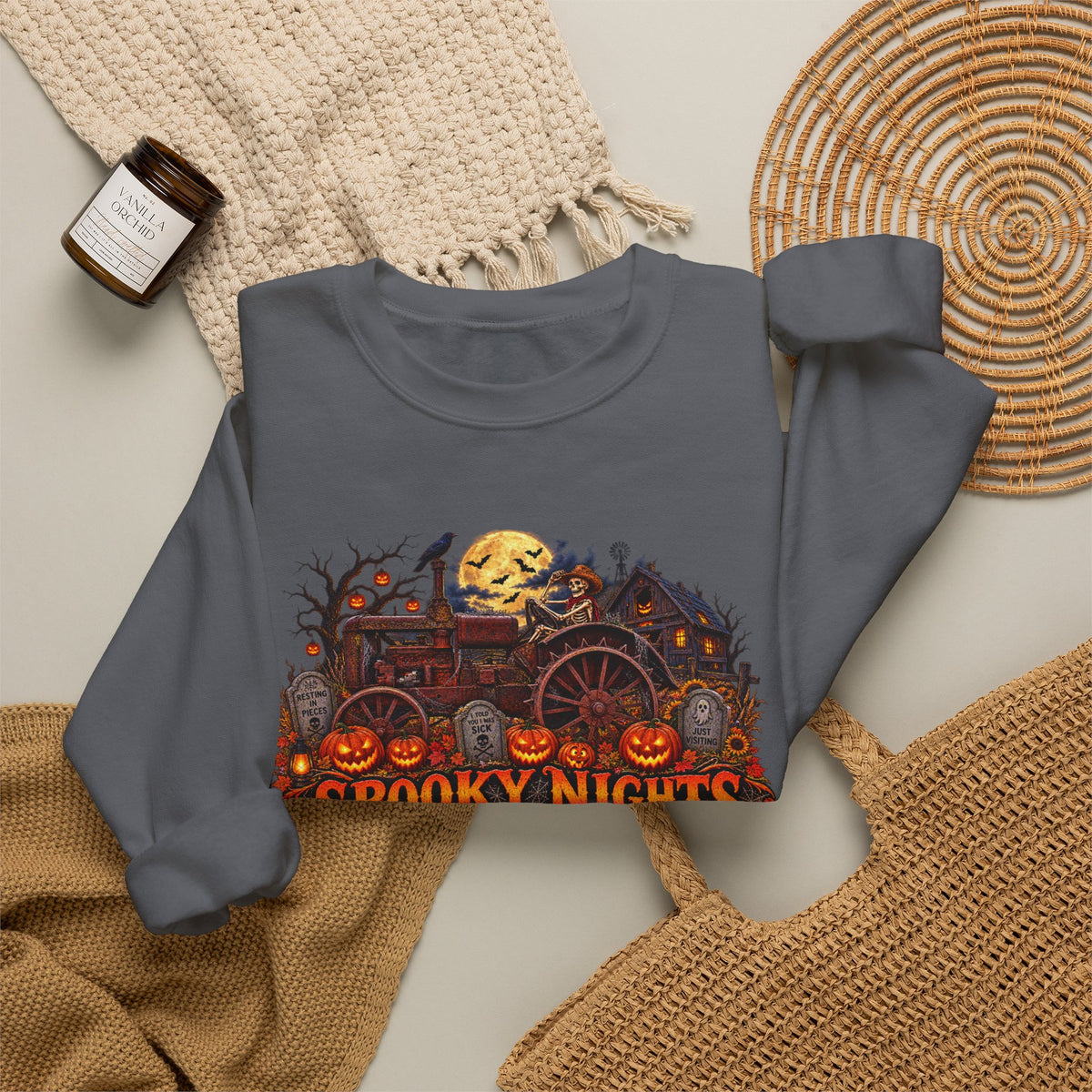 Spooky Nights Harvest Lights sweatshirt | Halloween pumpkin moon crewneck