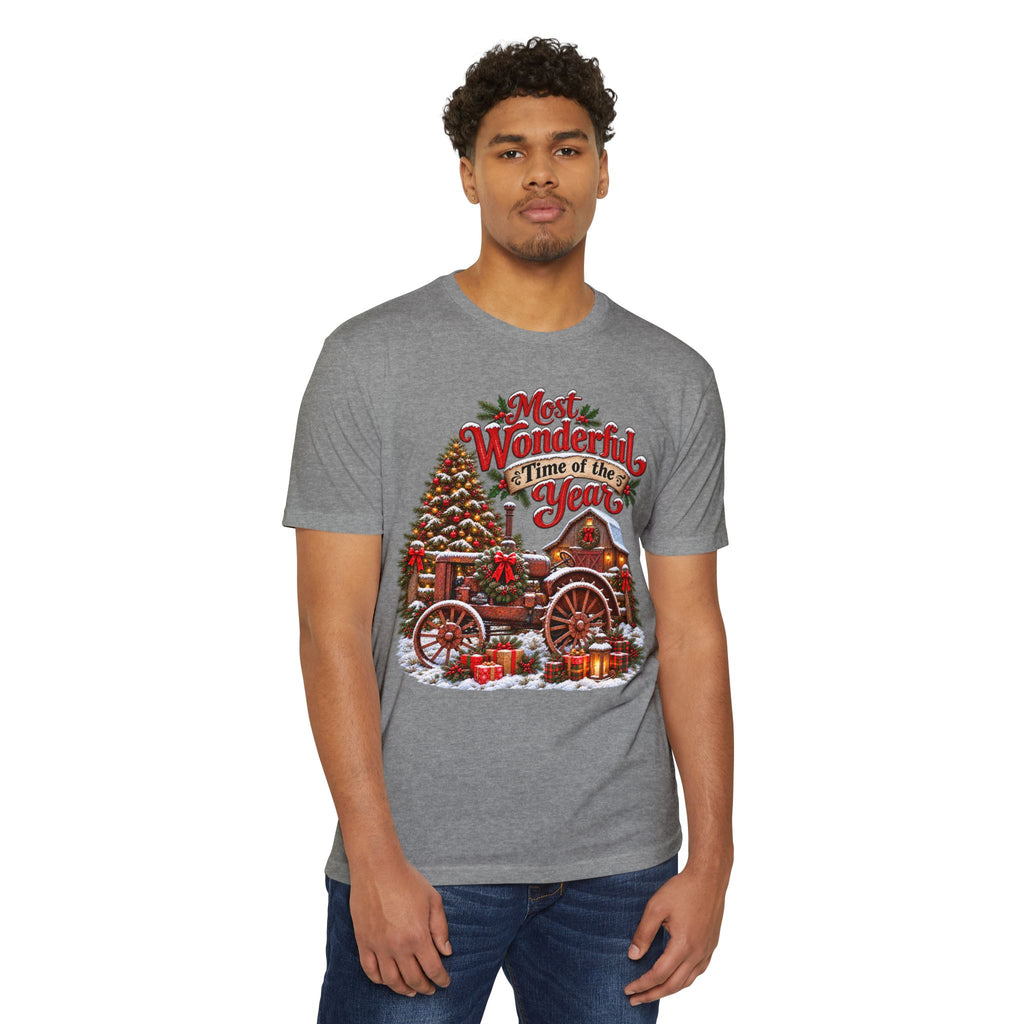 Most Wonderful Time of the Year Christmas T-Shirt | Vintage Holiday Wagon Design