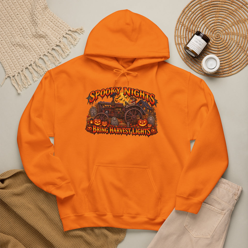 Spooky Nights Bring Harvest Lights Hoodie | Halloween Pumpkin Wagon Sweatshirt