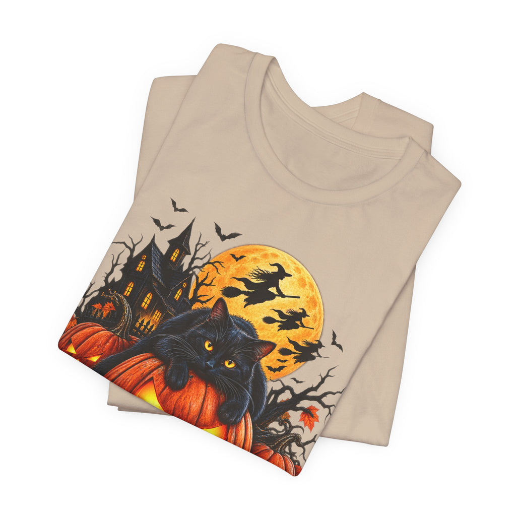 Trick or Treat Jack-O'-Lanterns Pumpkin Cat T-Shirt | Halloween Tee, Spooky Haunted Moon