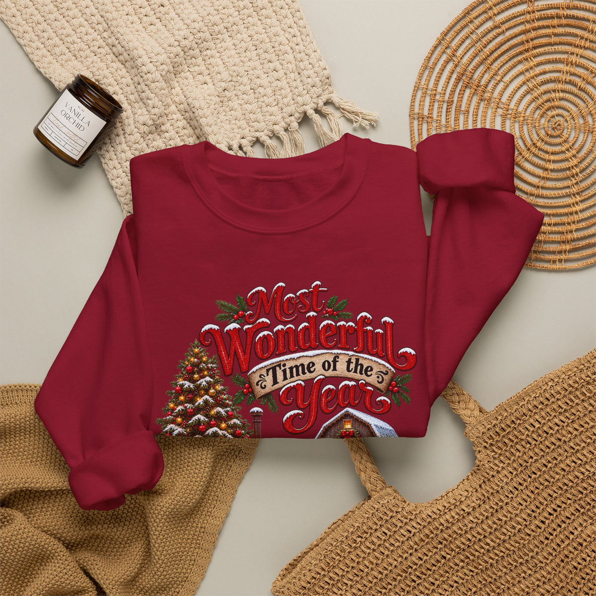 Most Wonderful Time of the Year Sweatshirt | Christmas Vintage Wagon Tree Design