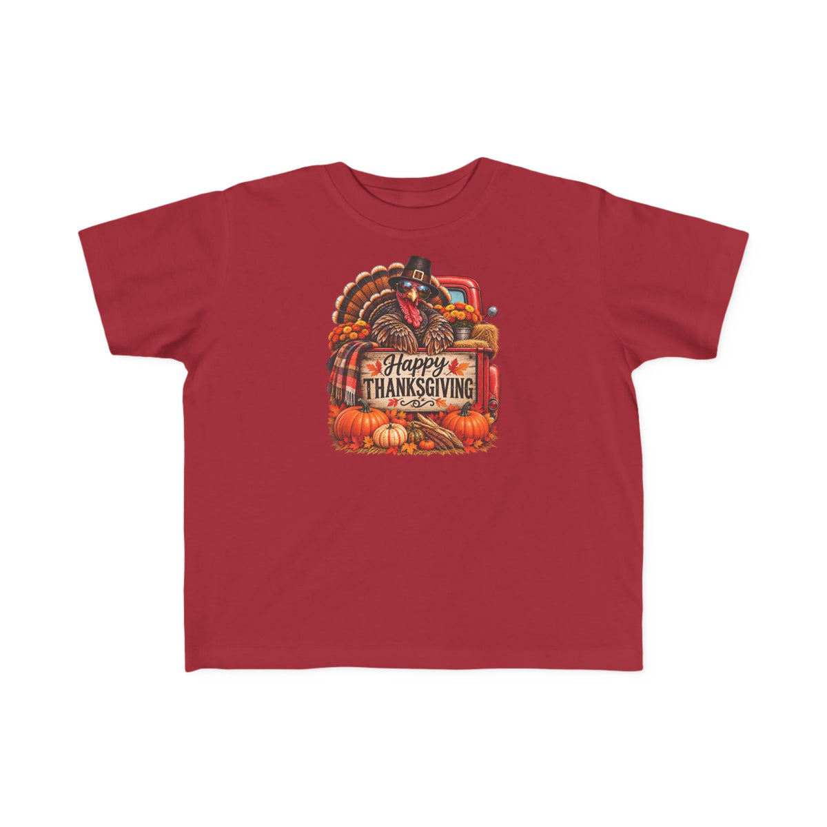 Toddler T-Shirt — 'Happy Thanksgiving' Turkey Truck Design