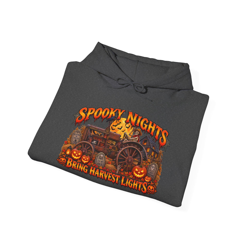 Spooky Nights Bring Harvest Lights Hoodie | Halloween Pumpkin Wagon Sweatshirt