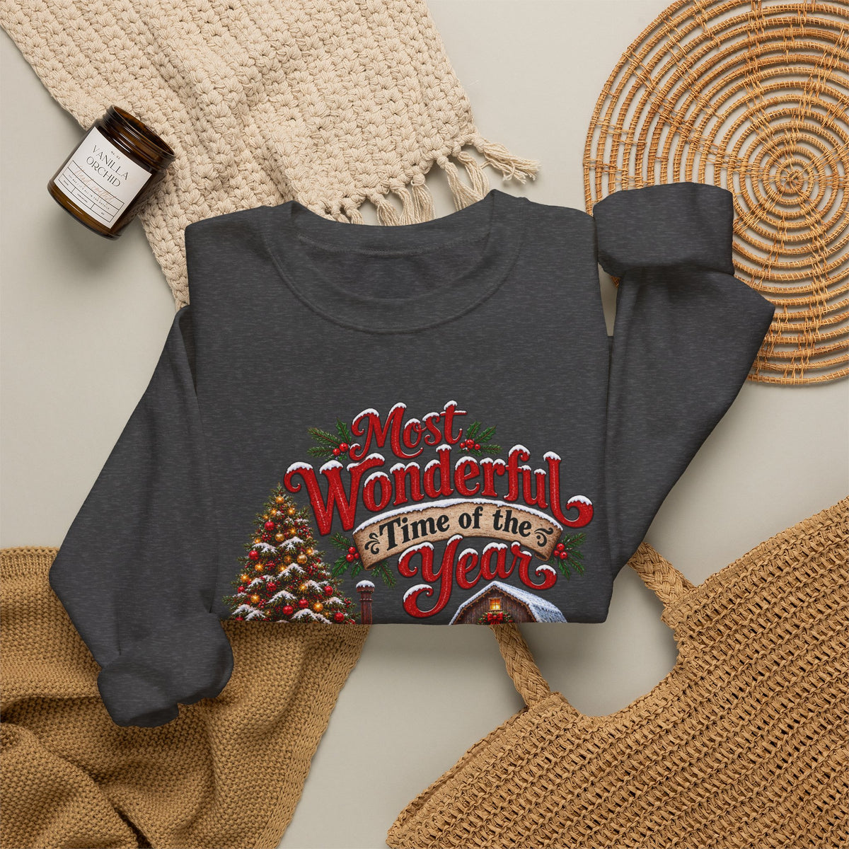 Most Wonderful Time of the Year Sweatshirt | Christmas Vintage Wagon Tree Design