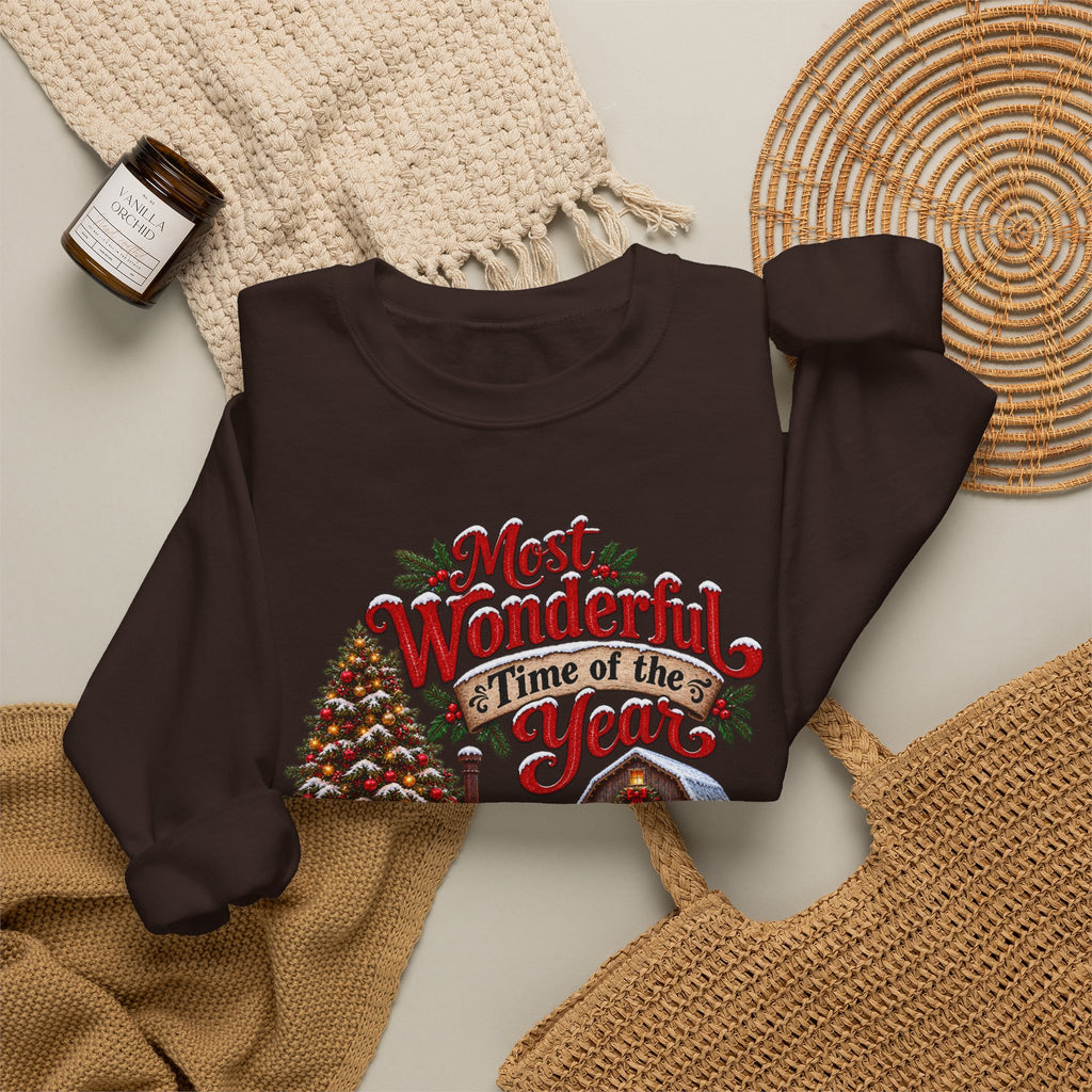 Most Wonderful Time of the Year Sweatshirt | Christmas Vintage Wagon Tree Design