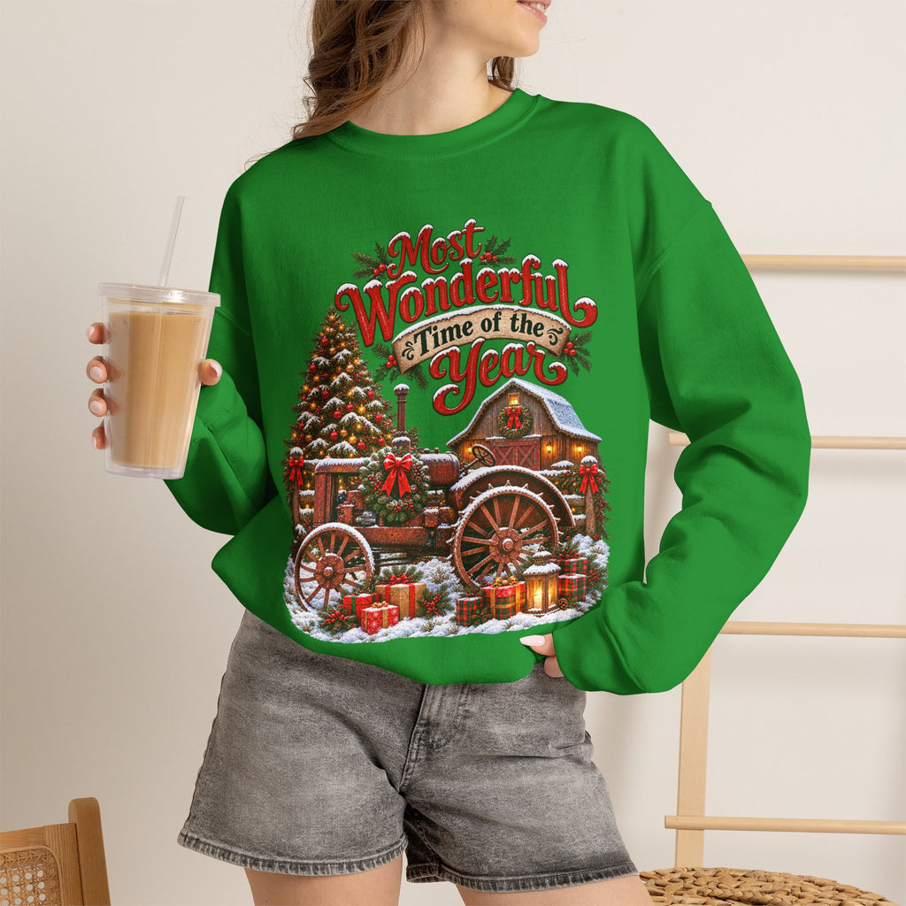 Most Wonderful Time of the Year Sweatshirt | Christmas Vintage Wagon Tree Design
