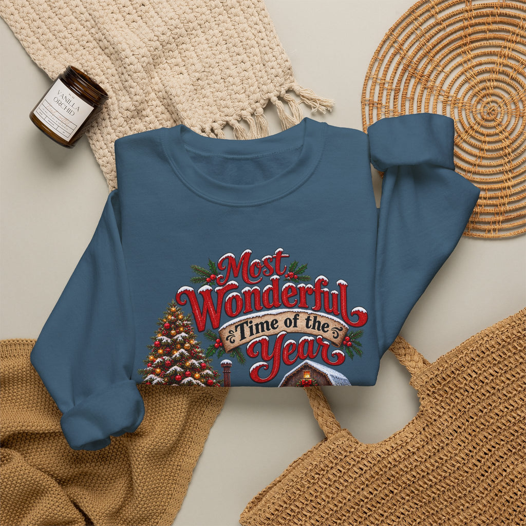 Most Wonderful Time of the Year Sweatshirt | Christmas Vintage Wagon Tree Design