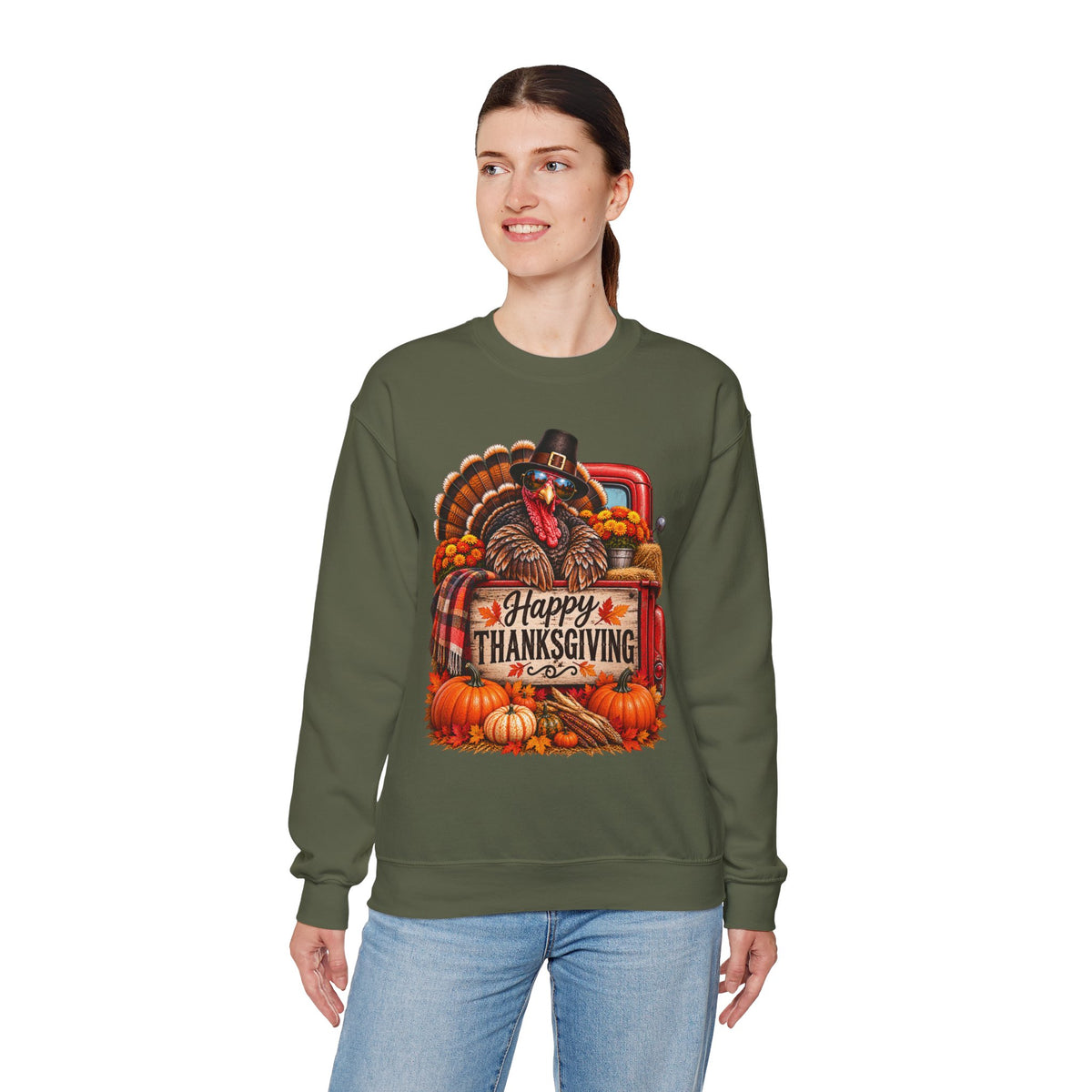 Happy Thanksgiving Turkey Sweatshirt — Fall Pumpkin Harvest Crewneck