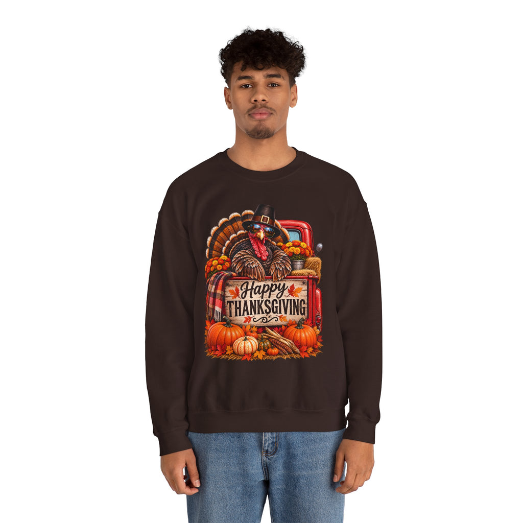 Happy Thanksgiving Turkey Sweatshirt — Fall Pumpkin Harvest Crewneck