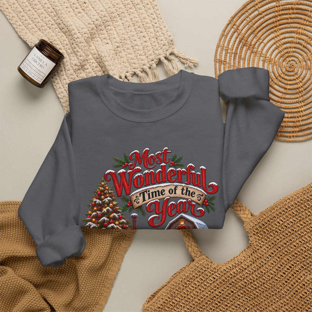 Most Wonderful Time of the Year Sweatshirt | Christmas Vintage Wagon Tree Design