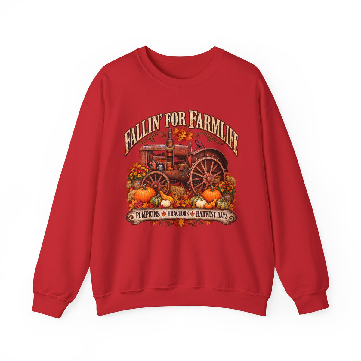 Fallin' for Farm Life Crewneck | Vintage Tractor, Pumpkins, Harvest