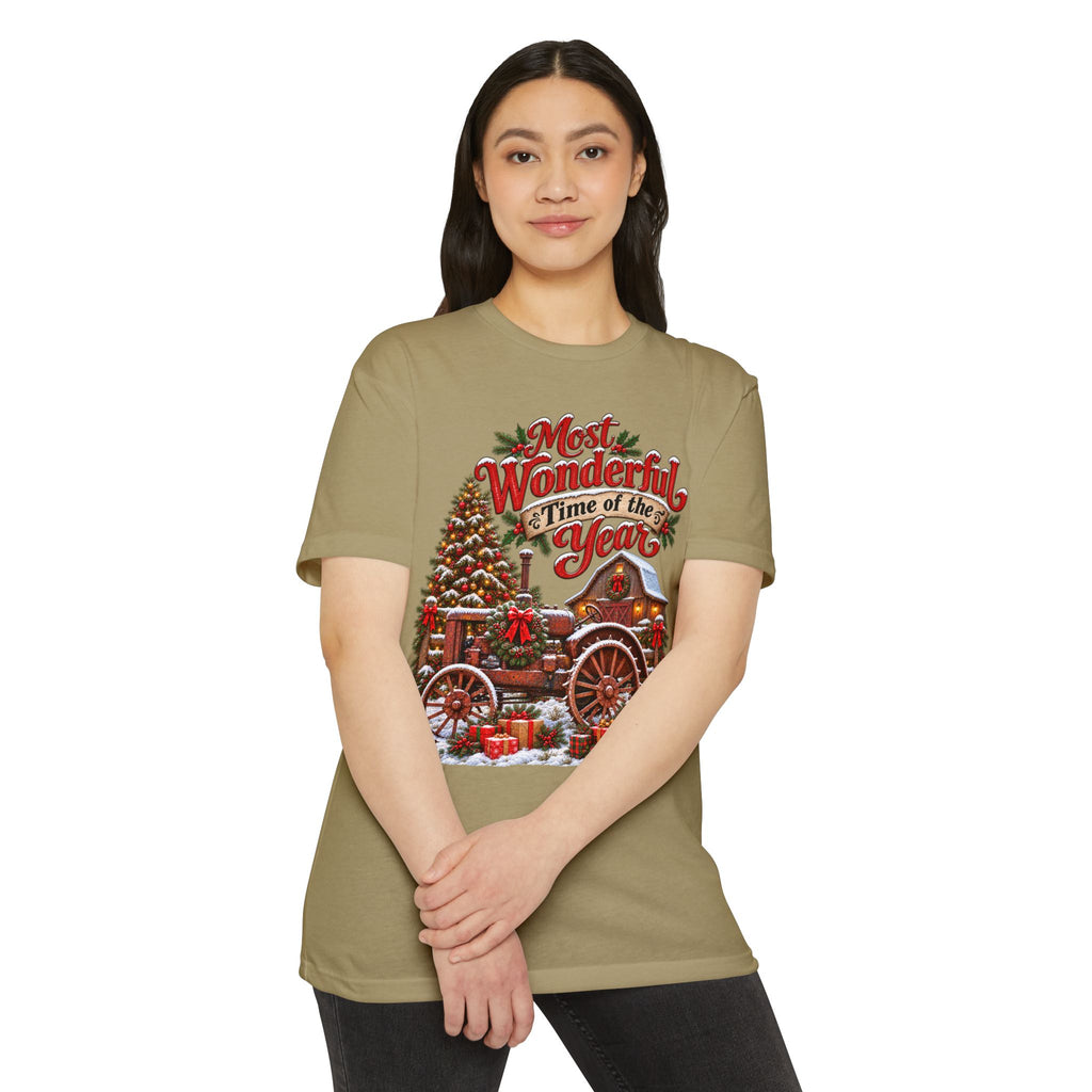 Most Wonderful Time of the Year Christmas T-Shirt | Vintage Holiday Wagon Design
