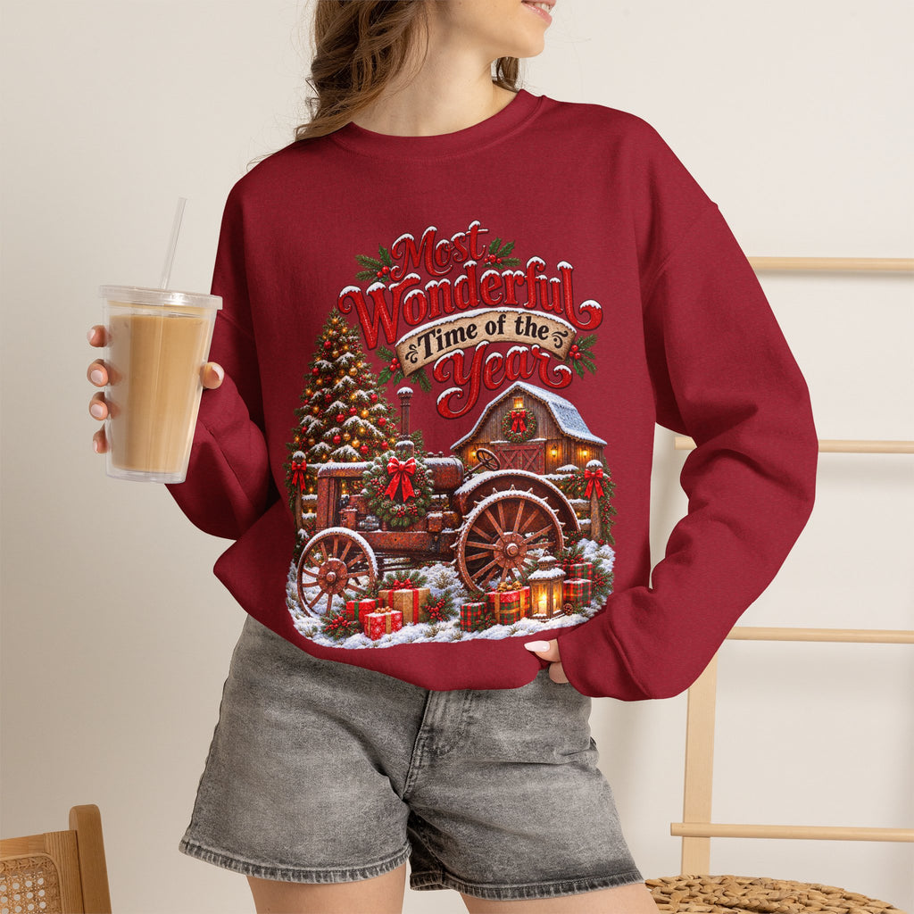 Most Wonderful Time of the Year Sweatshirt | Christmas Vintage Wagon Tree Design