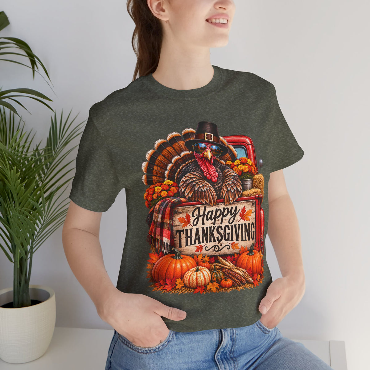 Thanksgiving Turkey T-Shirt – "Happy Thanksgiving" Fall Harvest Tee