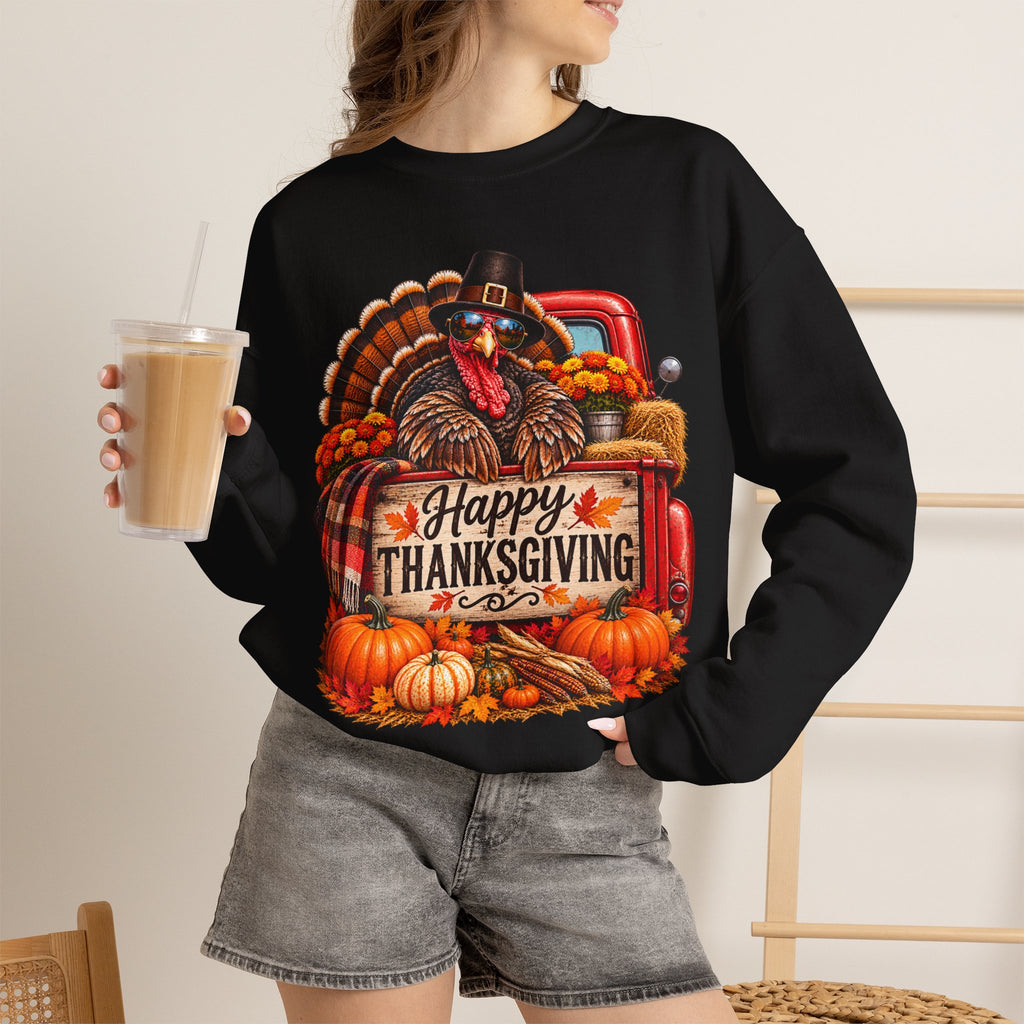 Happy Thanksgiving Turkey Sweatshirt — Fall Pumpkin Harvest Crewneck