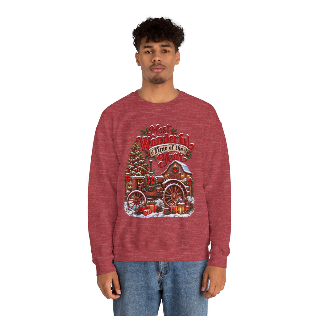 Most Wonderful Time of the Year Sweatshirt | Christmas Vintage Wagon Tree Design