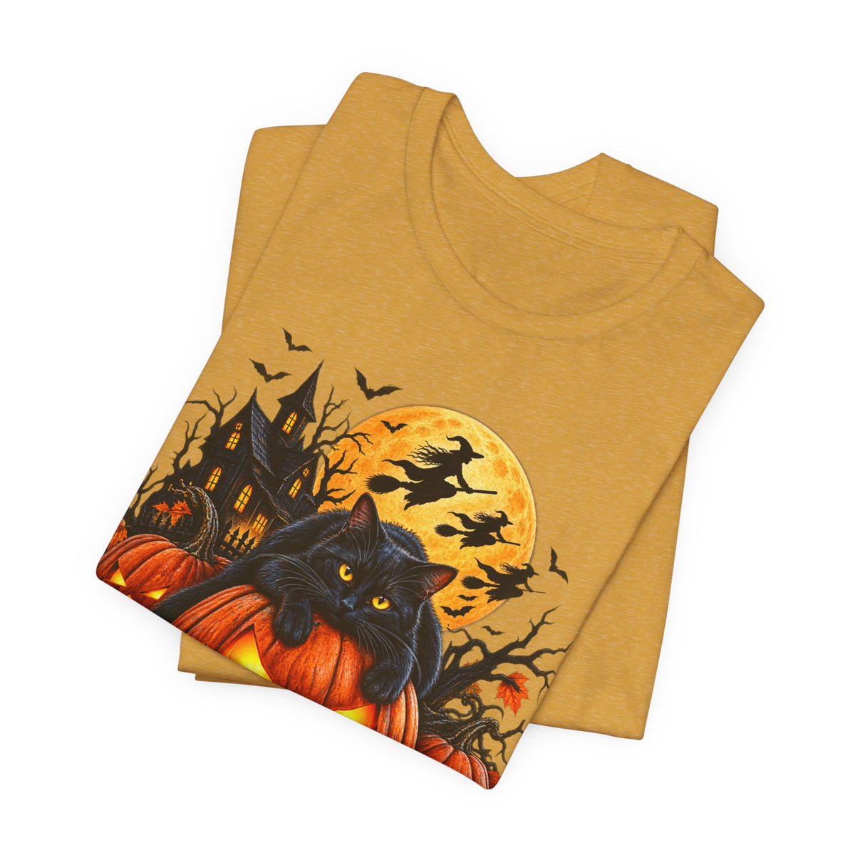 Trick or Treat Jack-O'-Lanterns Pumpkin Cat T-Shirt | Halloween Tee, Spooky Haunted Moon