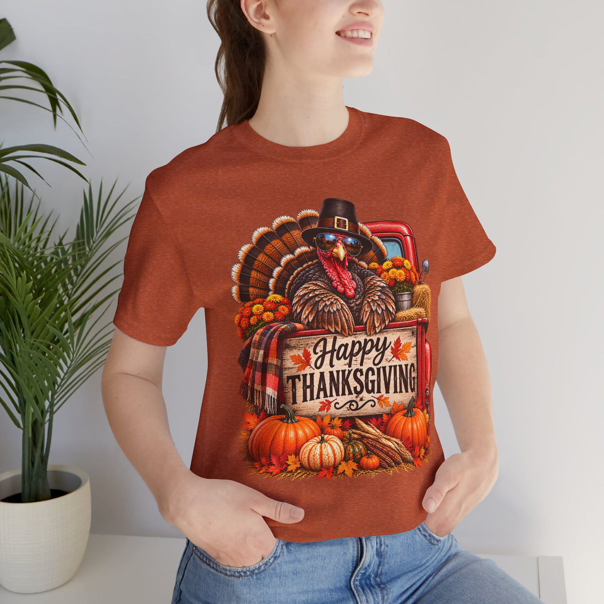 Thanksgiving Turkey T-Shirt – "Happy Thanksgiving" Fall Harvest Tee