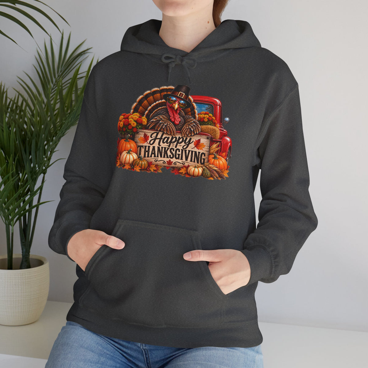 Thanksgiving Vintage Truck Hoodie – Happy Thanksgiving Fall Harvest Sweatshirt