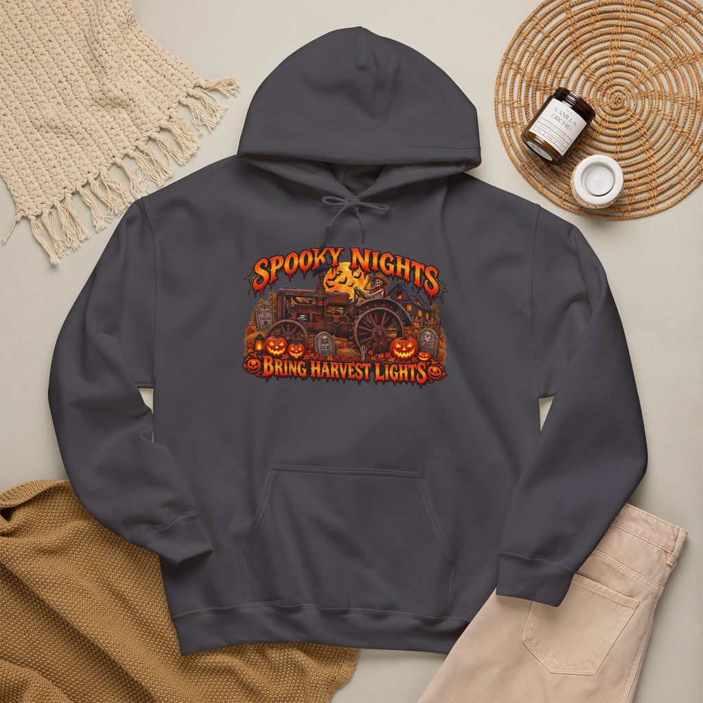 Spooky Nights Bring Harvest Lights Hoodie | Halloween Pumpkin Wagon Sweatshirt
