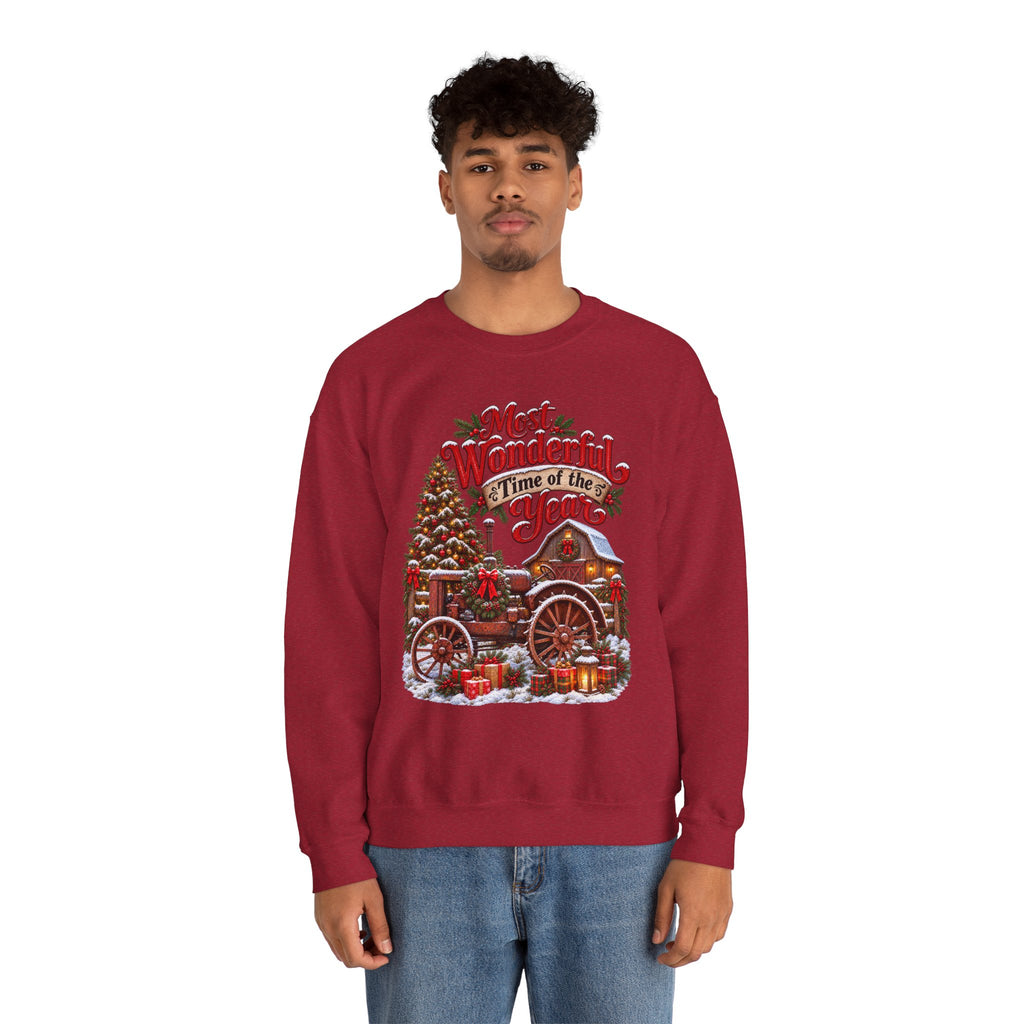 Most Wonderful Time of the Year Sweatshirt | Christmas Vintage Wagon Tree Design