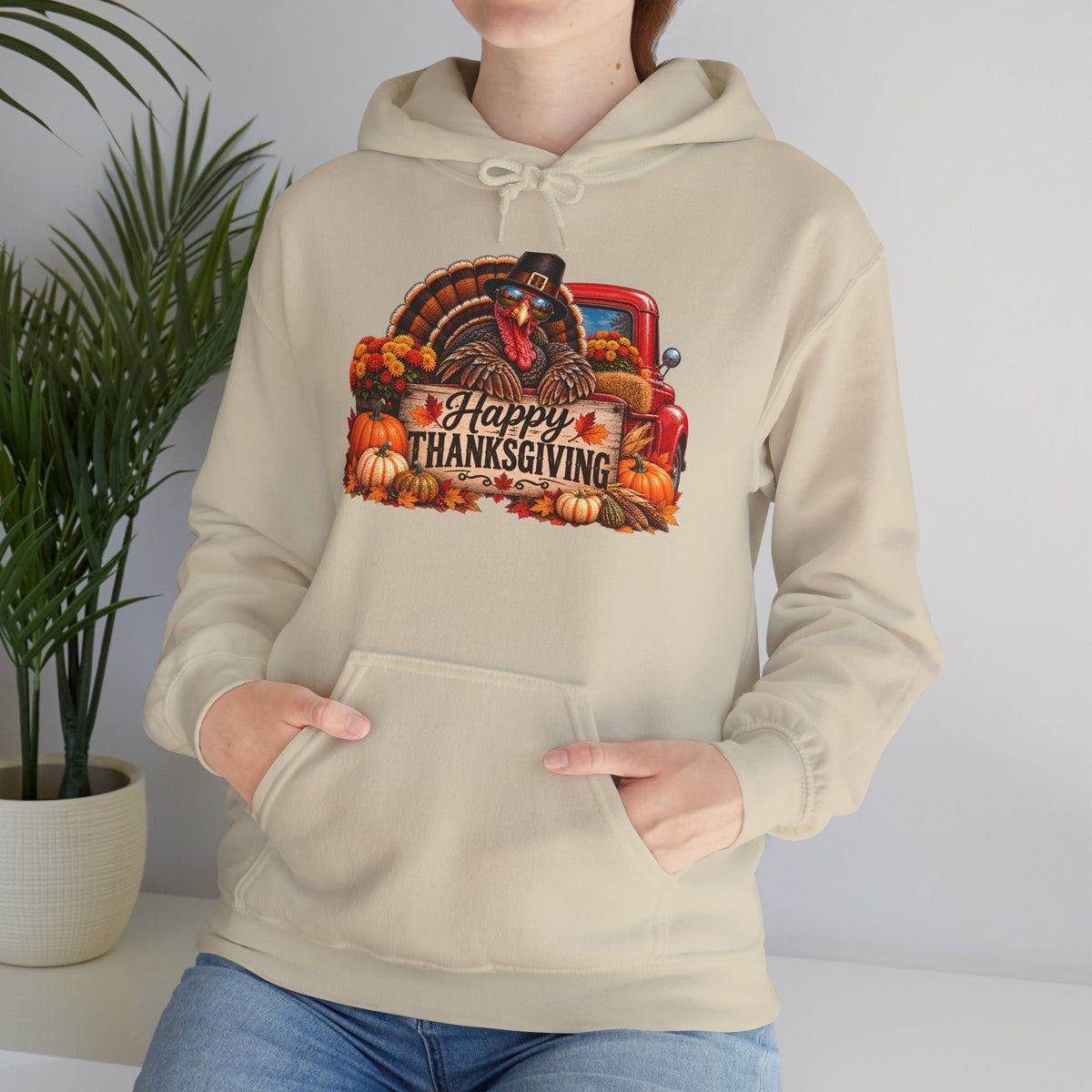 Thanksgiving Vintage Truck Hoodie – Happy Thanksgiving Fall Harvest Sweatshirt