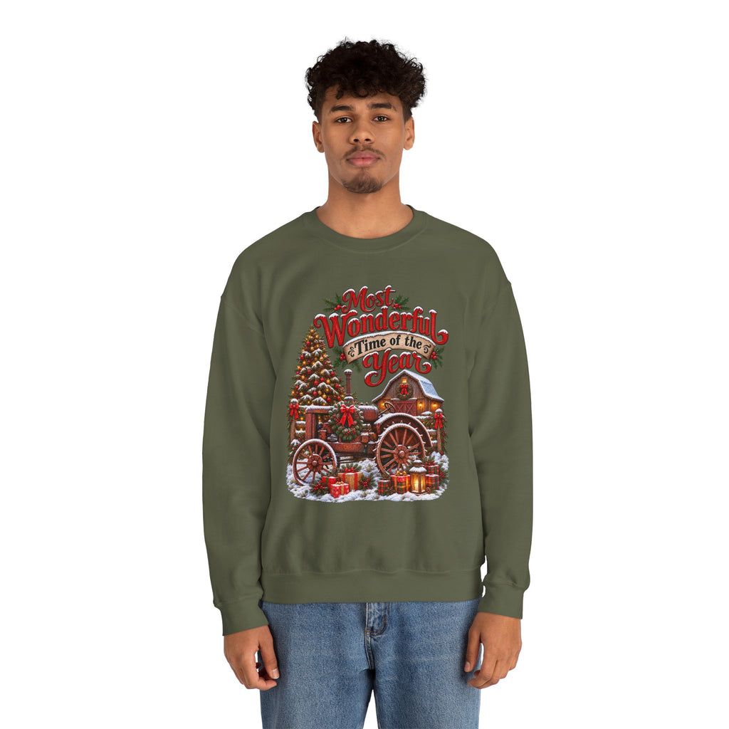 Most Wonderful Time of the Year Sweatshirt | Christmas Vintage Wagon Tree Design