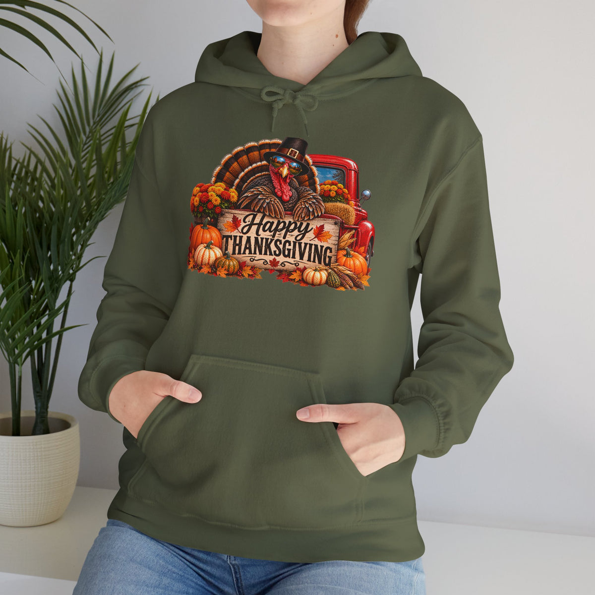 Thanksgiving Vintage Truck Hoodie – Happy Thanksgiving Fall Harvest Sweatshirt