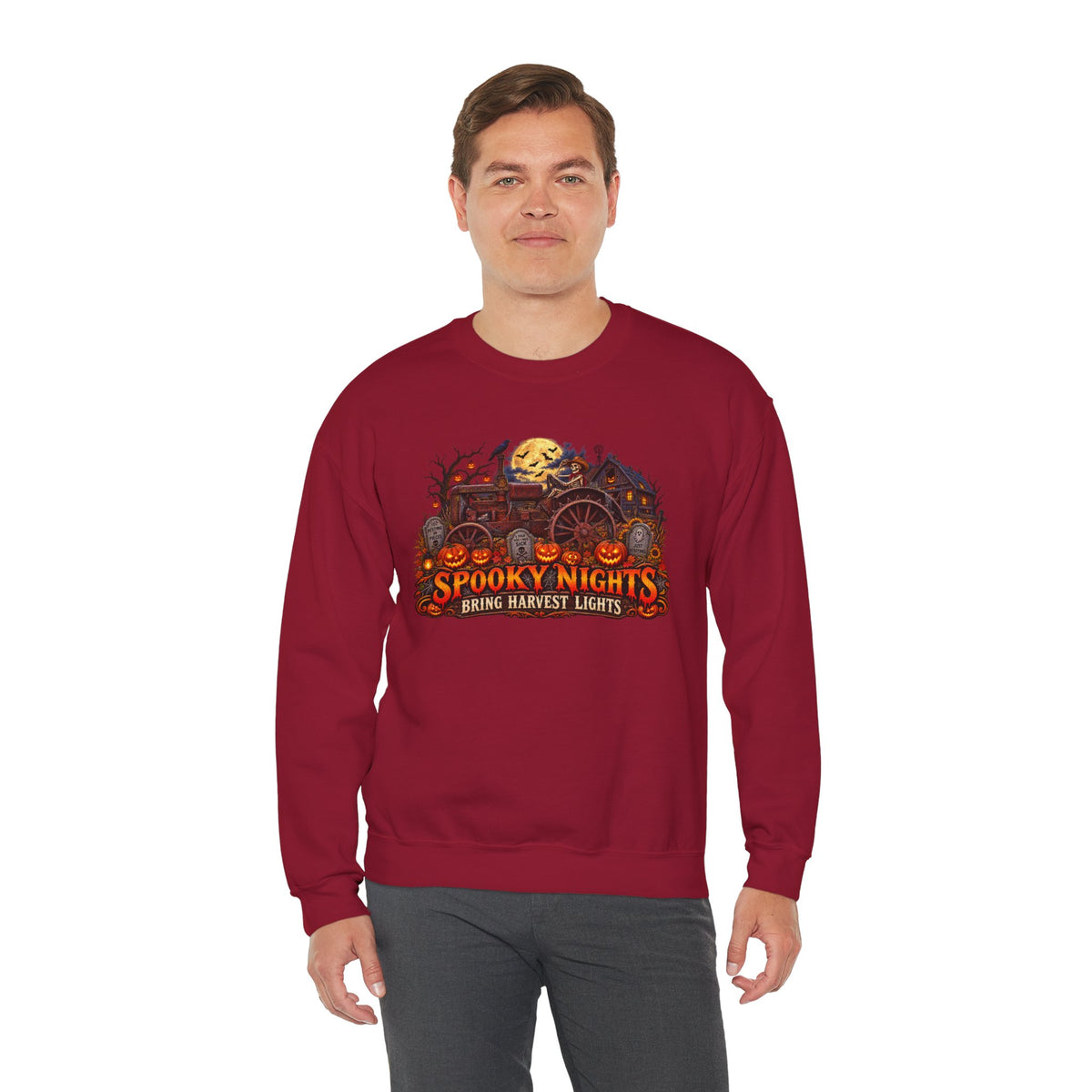 Spooky Nights Harvest Lights sweatshirt | Halloween pumpkin moon crewneck