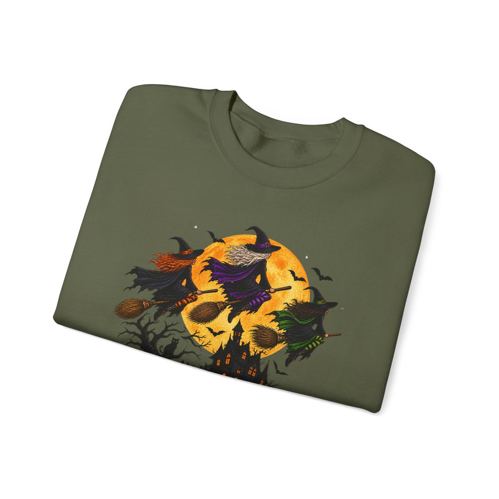 Witching You a Happy Halloween Crewneck Sweatshirt | Halloween Skull Moon Design