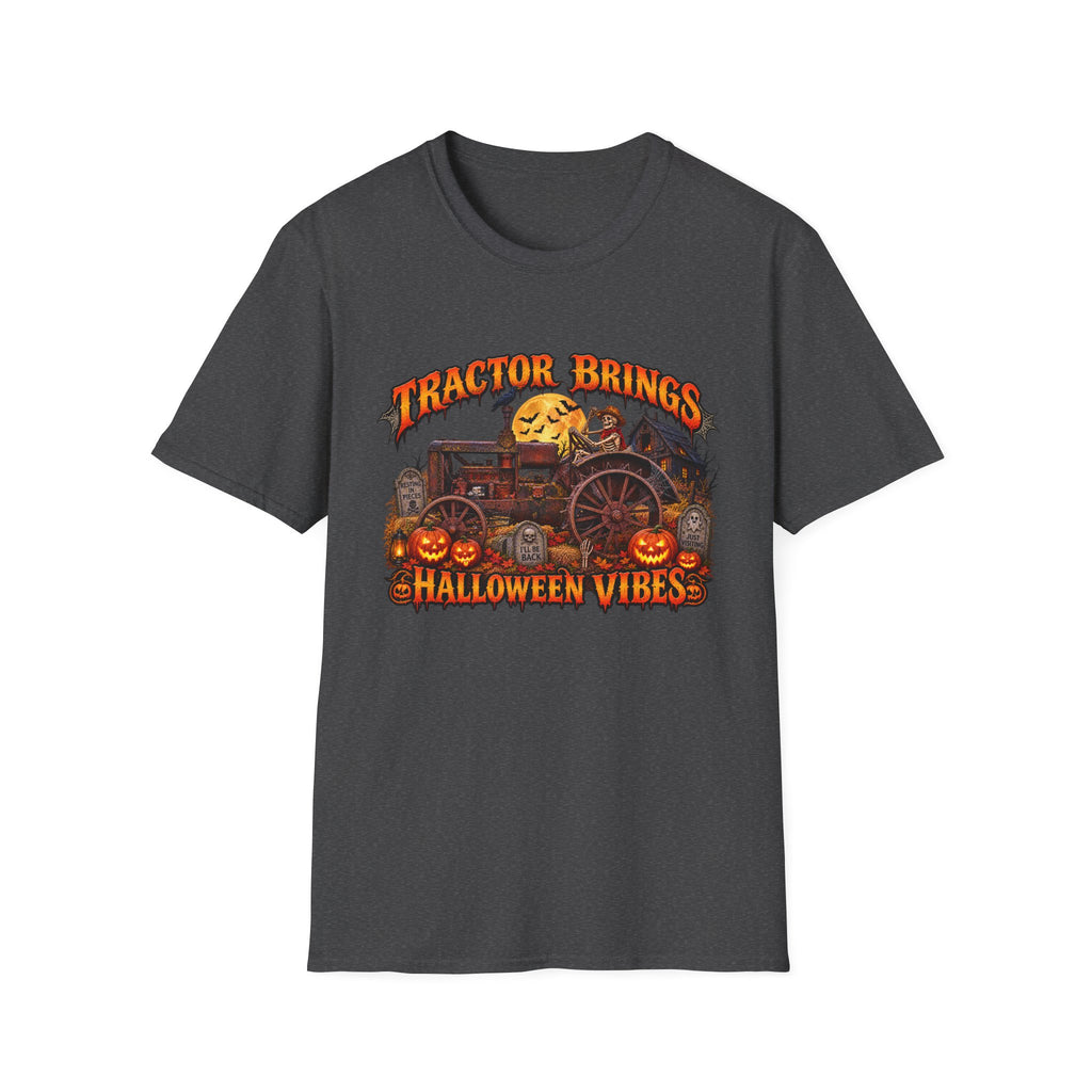 Tractor Brings Halloween Vibes T-Shirt | Pumpkin Farm Tractor Halloween Tee