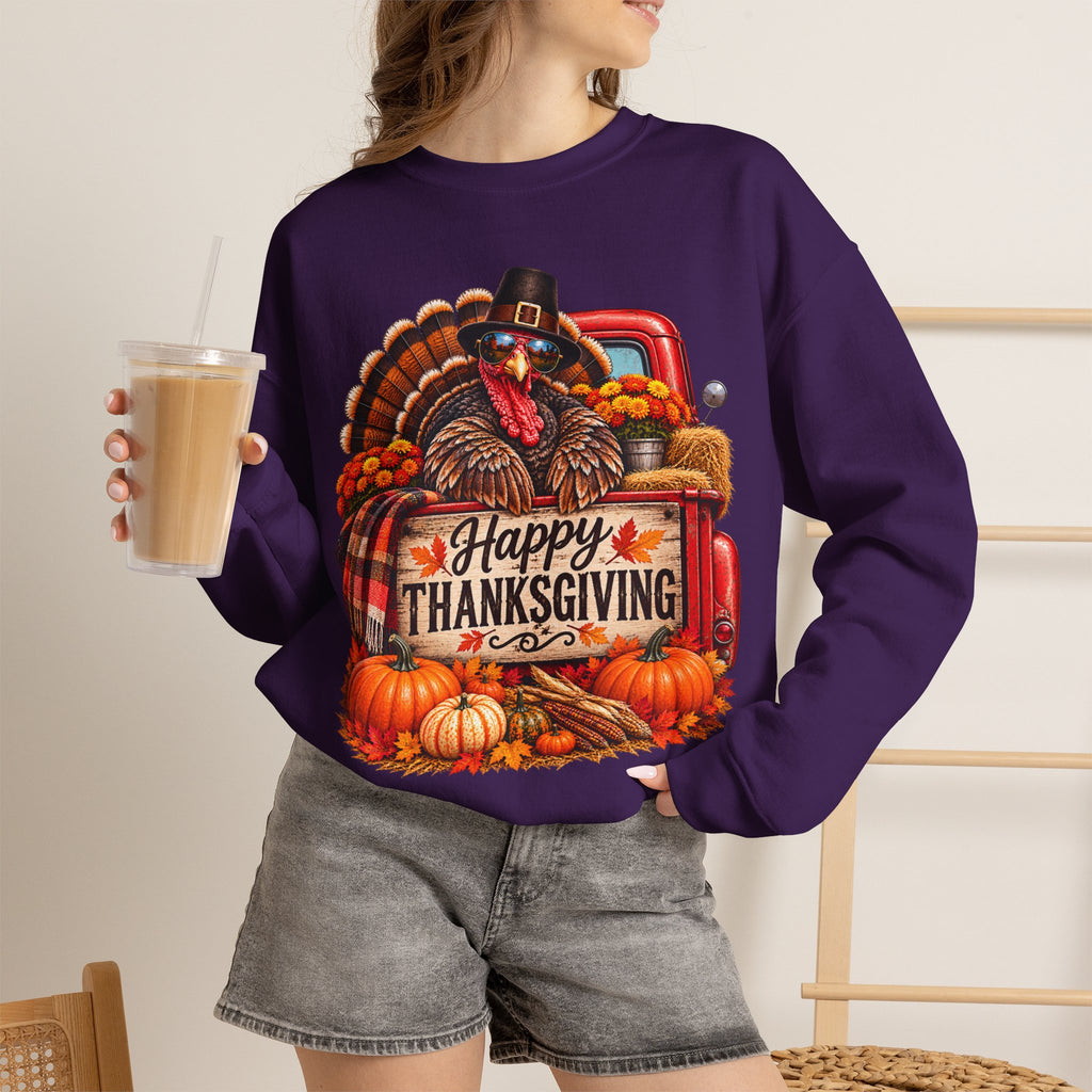 Happy Thanksgiving Turkey Sweatshirt — Fall Pumpkin Harvest Crewneck